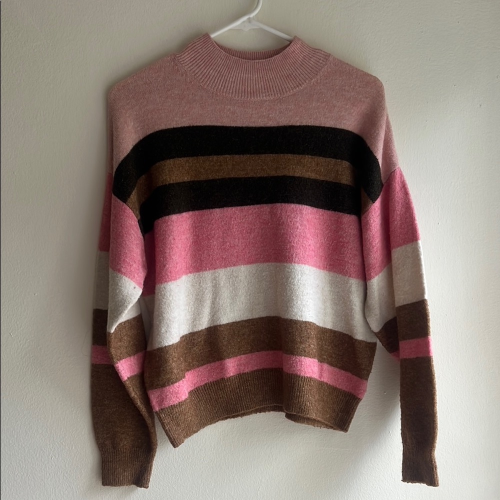 Striped Pink and Brown Women's Sweater